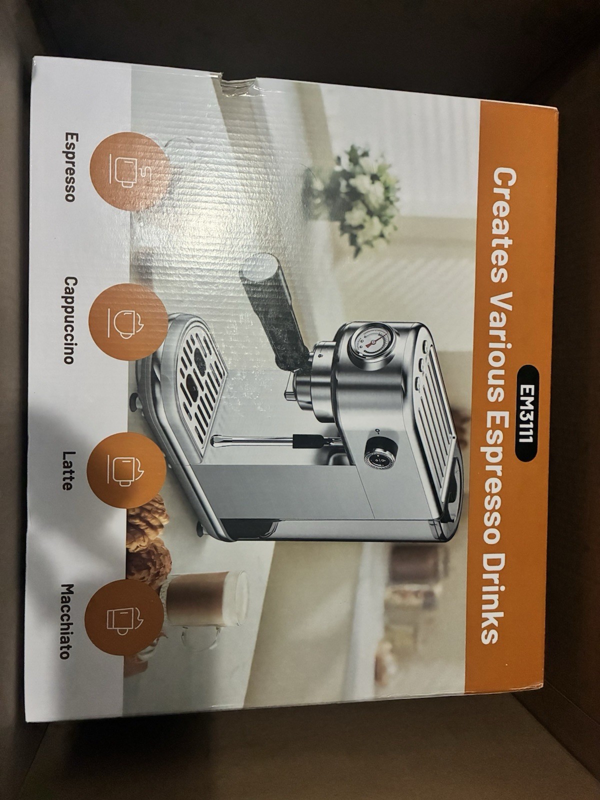 EM3111 20 Bar Espresso Machine Silver w/ Steam Wand Frother Portafilter 120V gallery