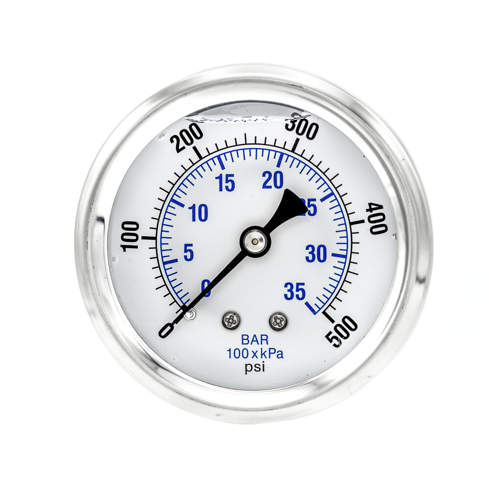 Liquid Filled Back Mount Pressure Gauge with 2.5" Dial, 0-500 PSI, 1/4"MaleNPT gallery