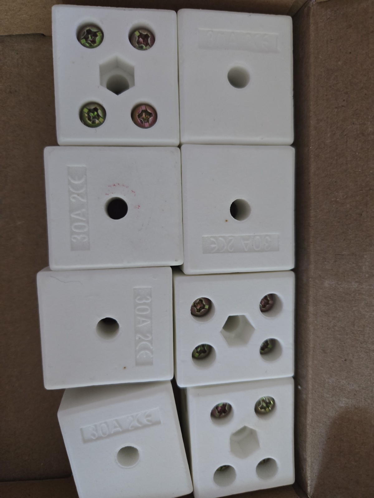 2 Way Ceramic Terminal Connector Blocks - White (8) 30x21x33mm 30A gallery