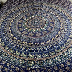 Magical Thinking Tapestry Tablecloth Bedspread 82×98 Camel Elephant Mandala Blue