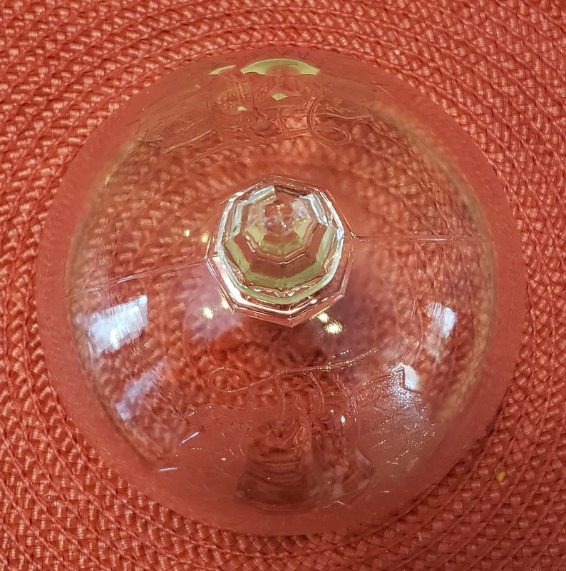 Vintage Unsigned Pressed Glass Two Piece Butter Dish, Domed Lid Cover, Handles gallery