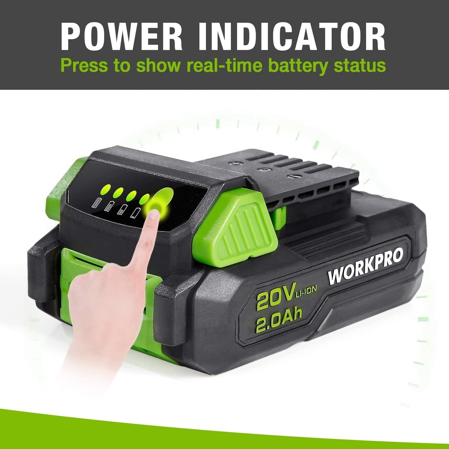 WORKPRO 20V 2.0Ah Li-ion Rechargeable Battery Pack for WORKPRO 20V Cordless Tool gallery