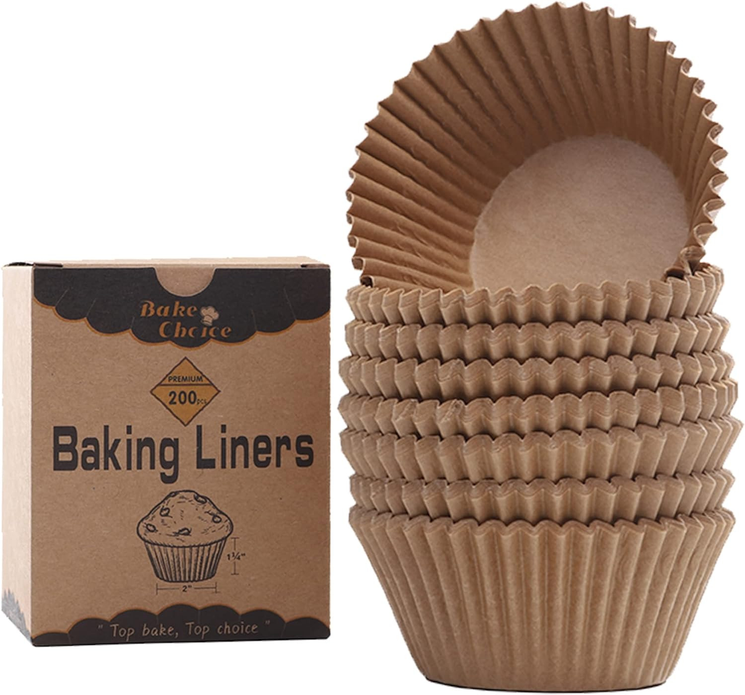 Non-Stick 200Pcs Standard Cupcake Liners for Baking, Natural, Food-Grade Cupcake gallery