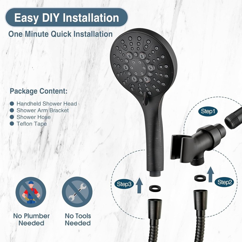 High Pressure 9 Spray Settings Handheld Shower Head & 69'' Hose PSS9901-06 gallery
