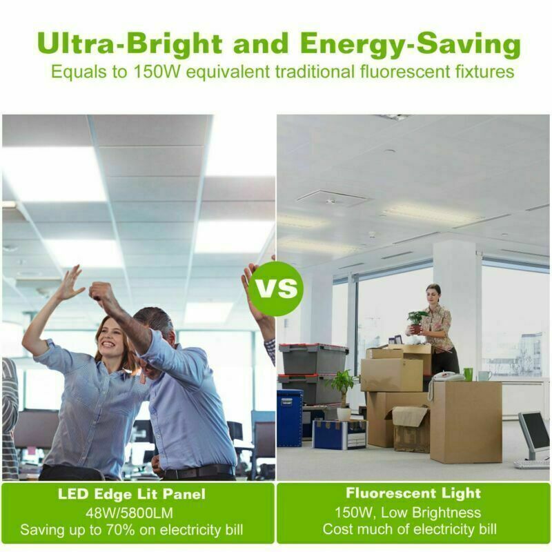 2-100Pack 2x2Ft LED Panel Light Drop Ceiling Flat Recessed Troffer Fixture 5000K gallery