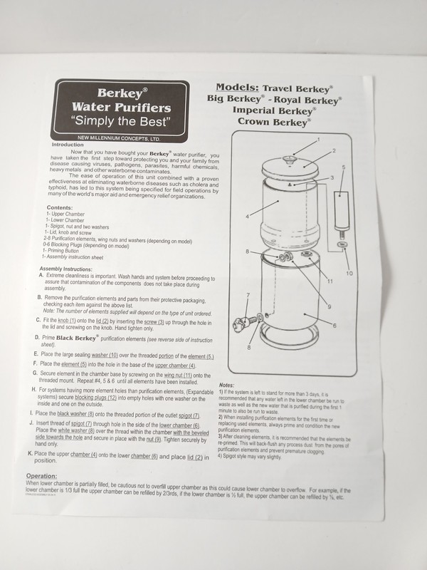 Big Berkey Water Purification System STAINLESS STEEL HOUSING No Filter UNUSED gallery