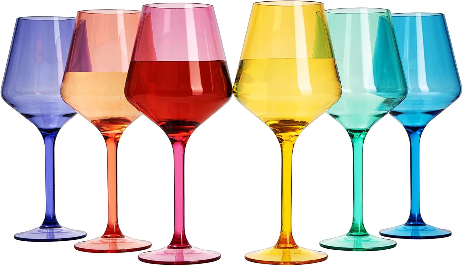 European Style Plastic Crystal, Stemmed Wine Glasses | 6 Set | Acrylic Glasses T gallery