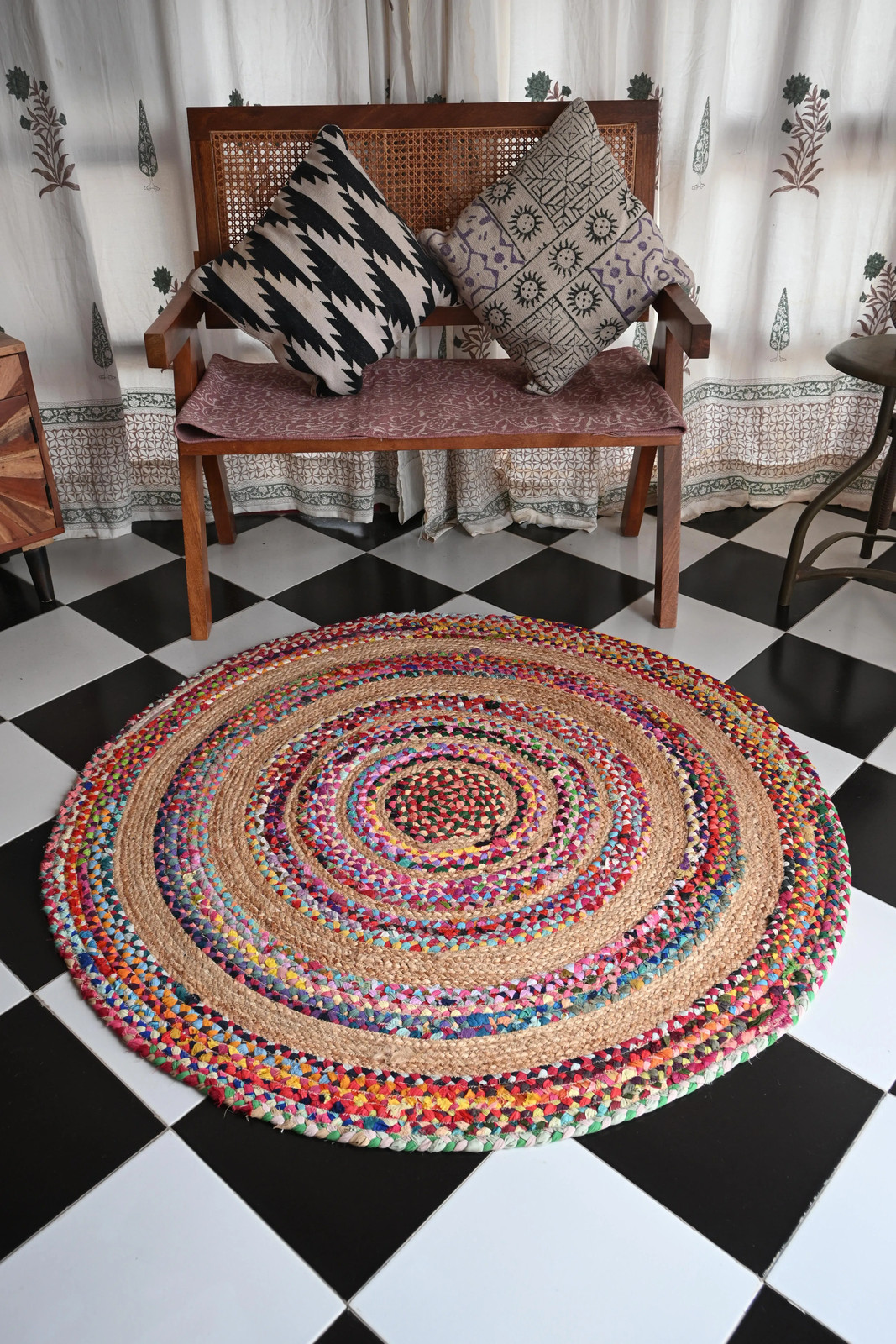Rugmoda Jute Multicolor Braided 4x4ft Round Rug for Living Room Bedroom Area Rug gallery