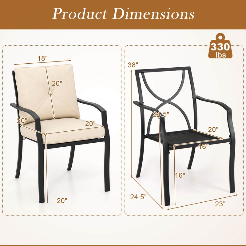 Patiojoy Patio 2PCS Dining Chairs Stackable Removable Cushions Garden Deck gallery