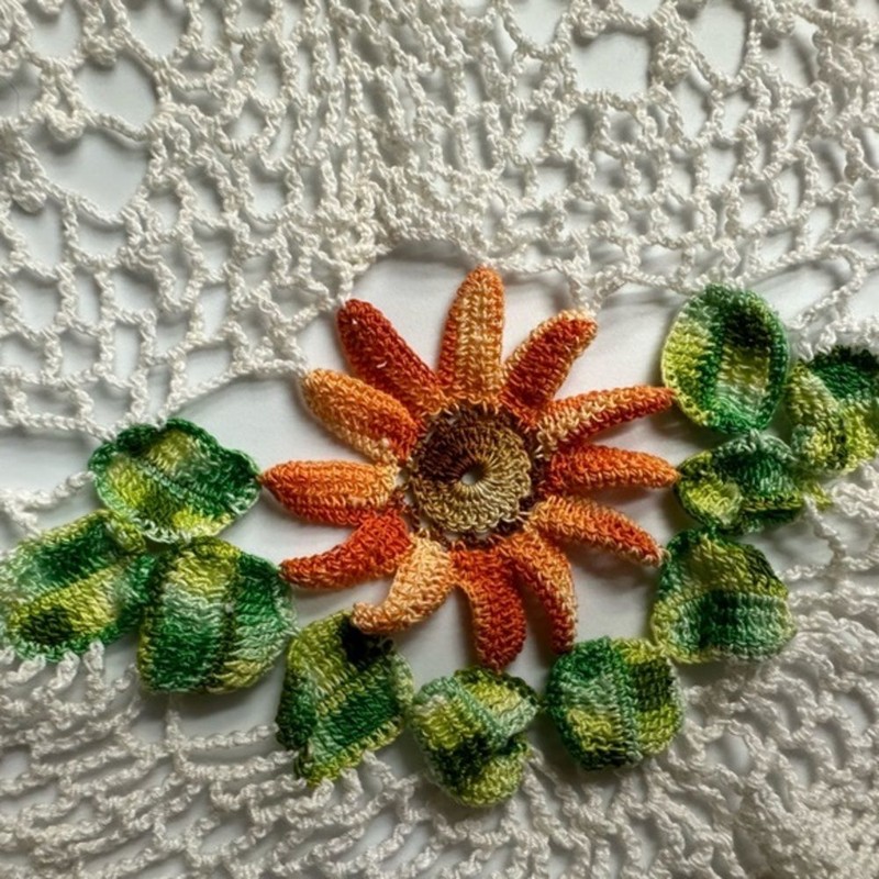 Crocheted Sunflower Approximately 32" Round Sunflower Table Cloth Handmade gallery