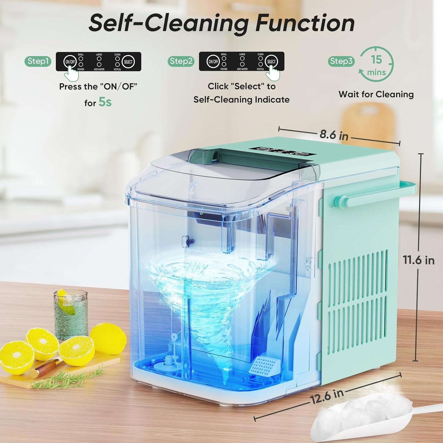 NEW Countertop Ice Maker with Handle, Fast Ice in 6 Mins, 26lbs/24H, Self-Cleani gallery