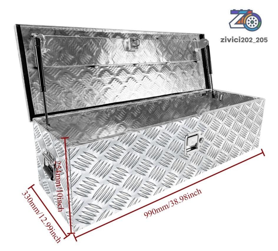 Aluminum Trailer Tool Box 39"X13"X10" Heavy Duty Tool Storage Box Sliver gallery