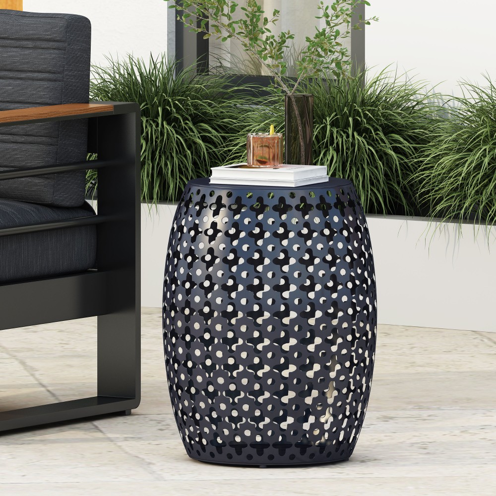 Iron End Table w/ Modern Design, Navy Blue, No Assembly Required, Free Shipping gallery