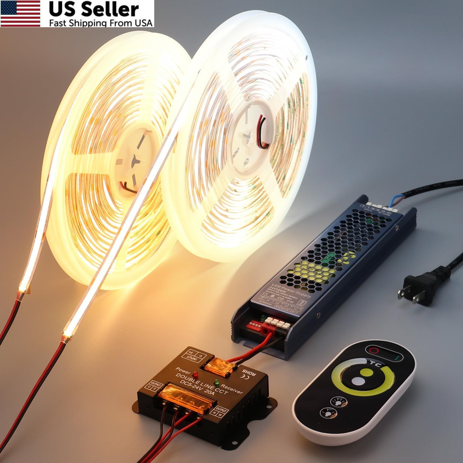 BENLUN 24V CCT COB LED Strip Lights Kit 65.6ft (2 65.6FT, White 2700K-6500K gallery