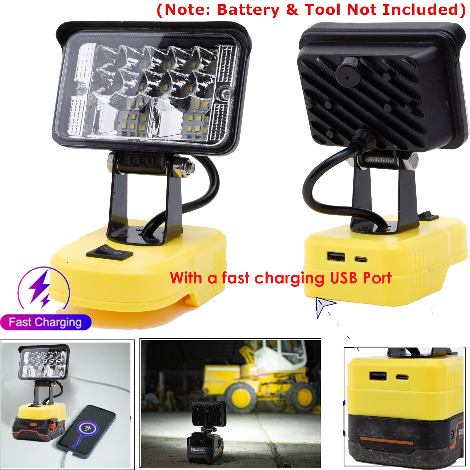 1x LED Work Light Work On RIDGID/AEG 18V Li-Ion Battery- 28W Work Light Only gallery