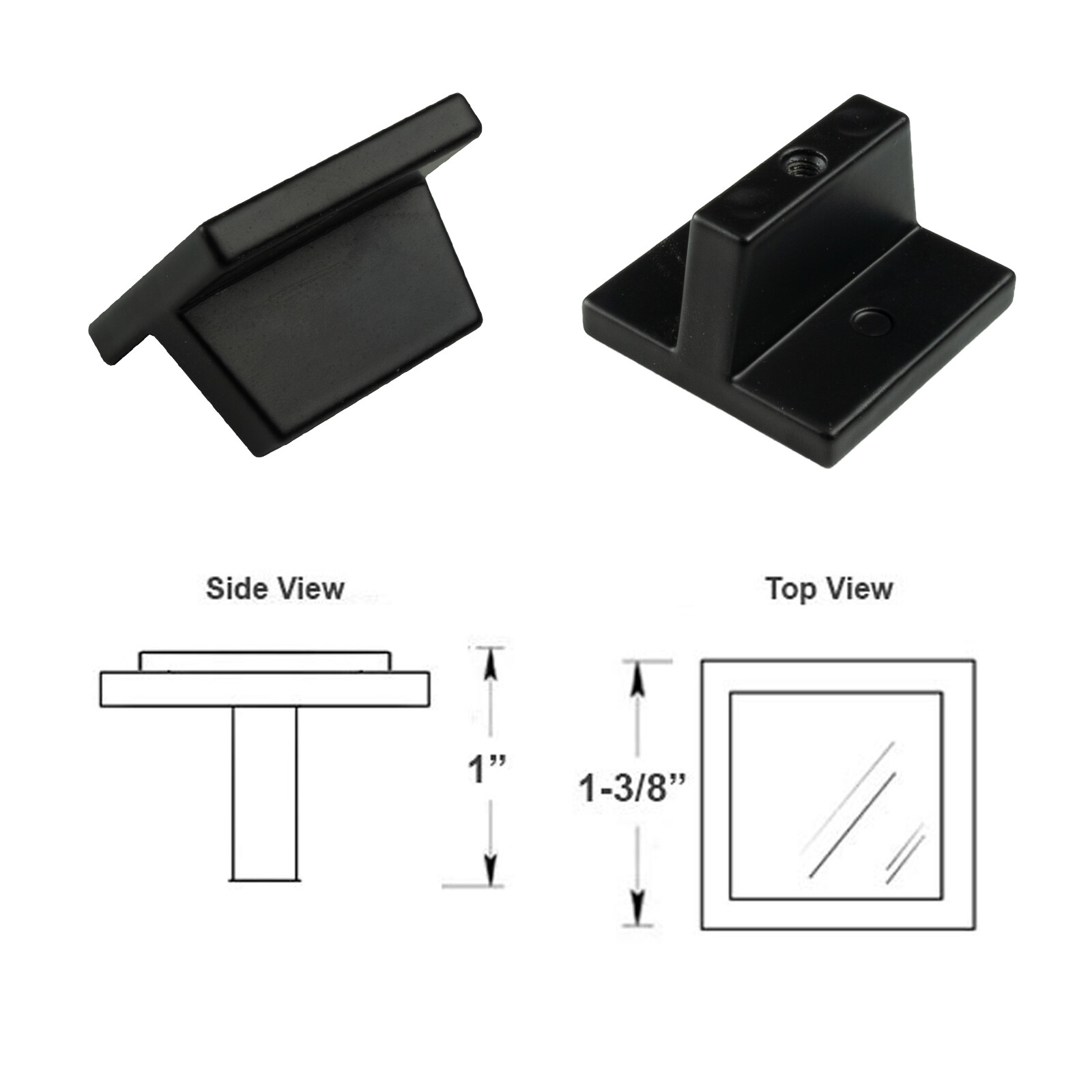 1 3/8" Modket Manor Crystal Glass Black Metal Square Cabinet Knob Handle Pull gallery