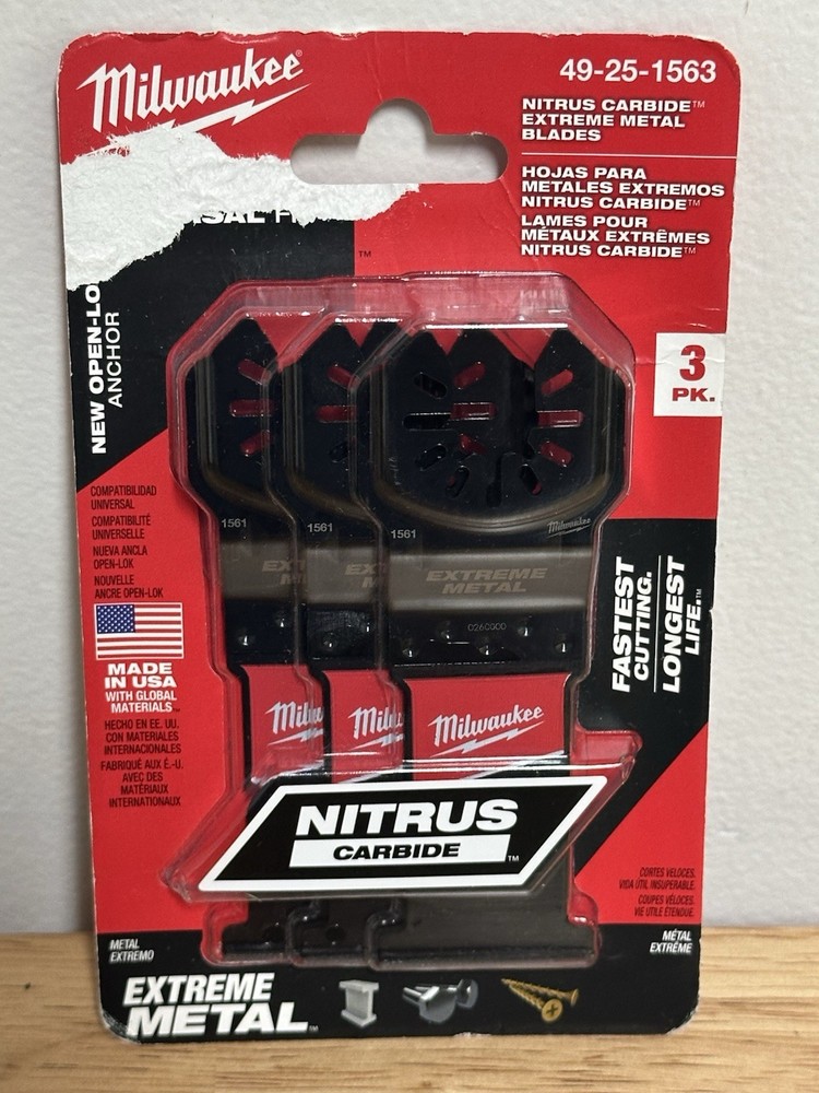New - Milwaukee Oscillating Multi-Tool Blades 3 Pack Nitrous Carbide 49-25-1563