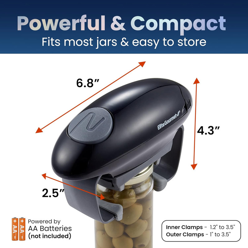 High Power Torque Automatic Battery Operated Electric Jar Opener Black/Gray gallery