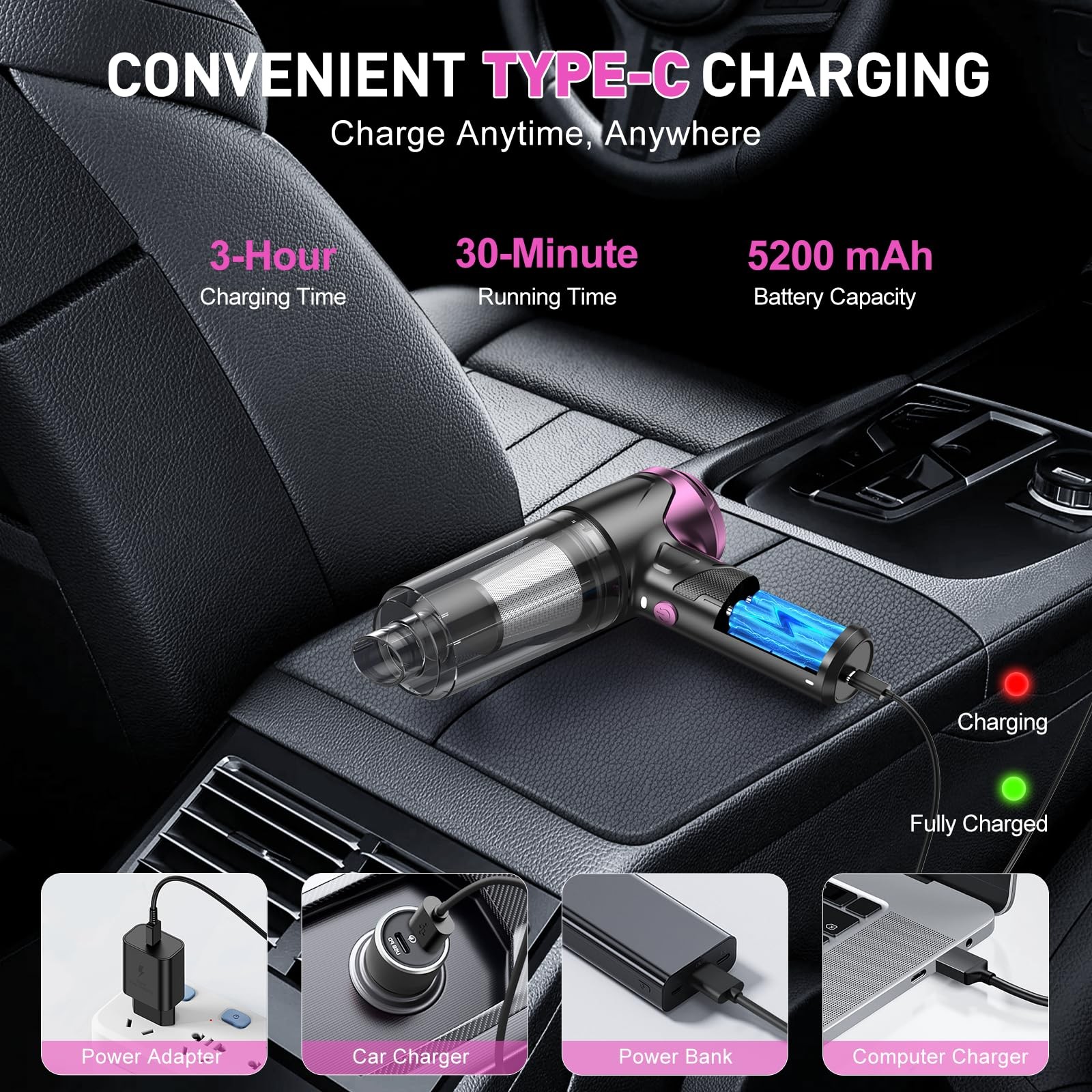 Handheld Car Vacuum Cleaner, 10000PA Vacuum Cleaner & Air Duster, 120W High P... gallery