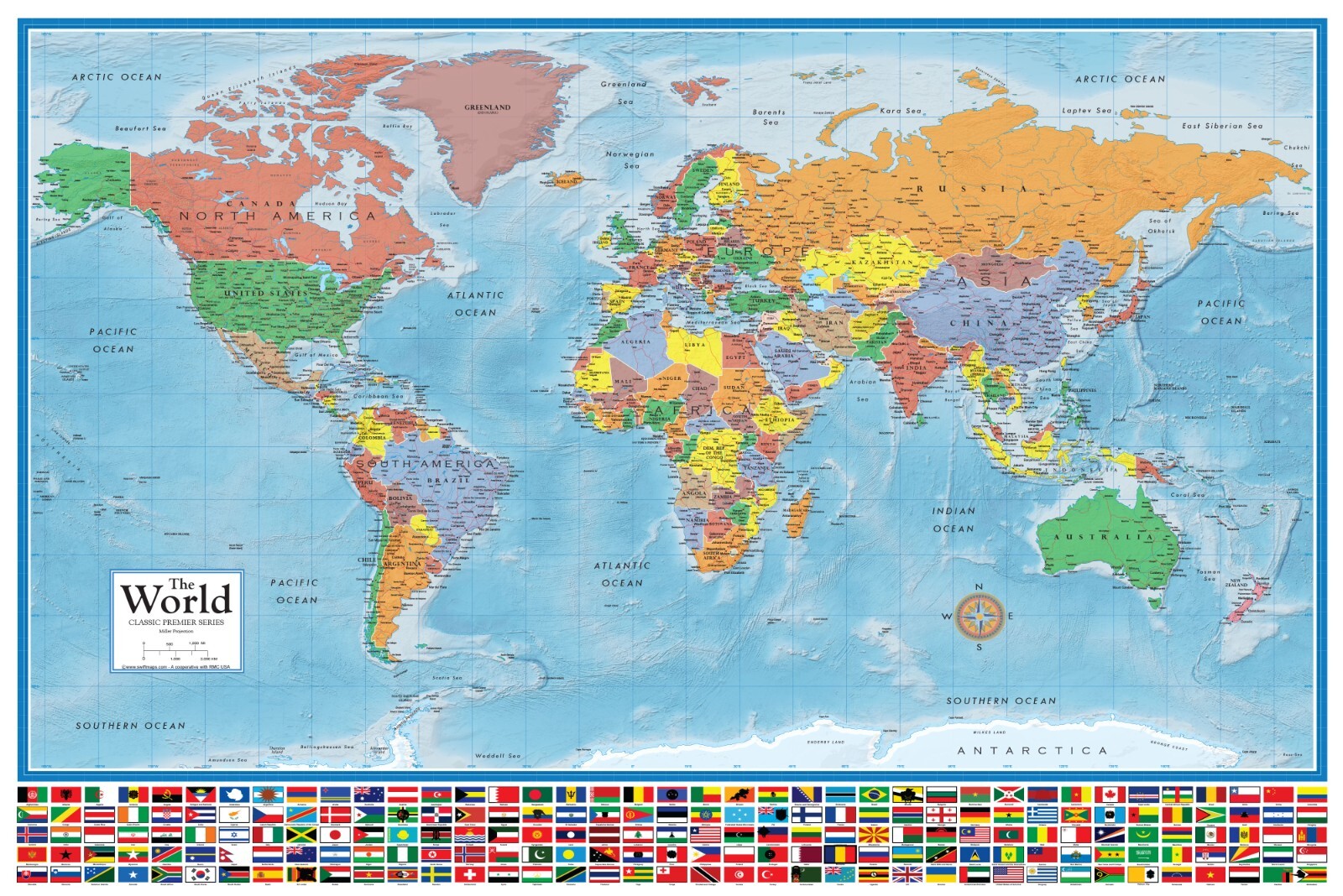 36x48 Swiftmaps World Premier Wall Map w/ Flags - Large Mural Poster - NEW! gallery
