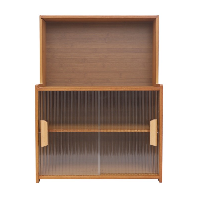 Kitchen Pantry Cabinet Small Storage Cabinet Cupboard with Sliding Glass Doors gallery