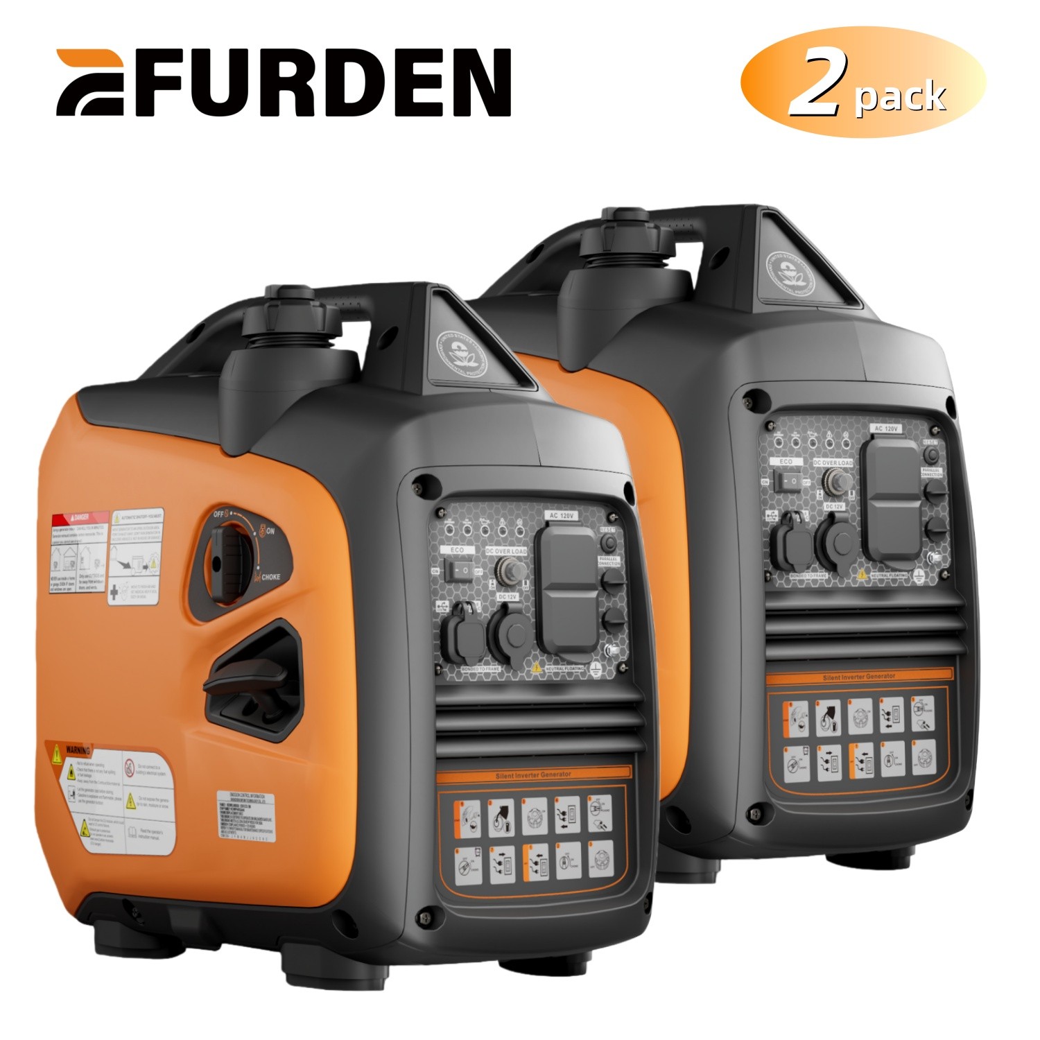 Efurden 2500W×2 Inverter Generator Gasoline Quiet Portable for Emergency Power gallery