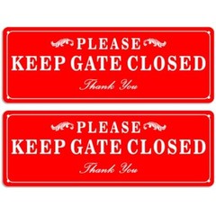 2 Pack Please Keep the Gate Closed Matal Sign – Brushed Aluminium Durable Ink…