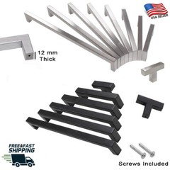 Square Bar Pull Handle Kitchen/Bathroom Cabinet Hardware Modern Black/Nickel KPT
