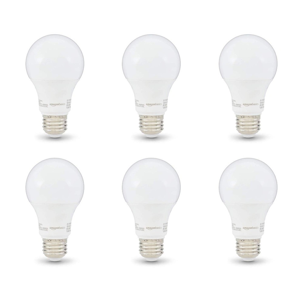 Amazon Basics Non-Dimmable LED Light Bulbs, 6 Count (Pack of 1), Soft White
