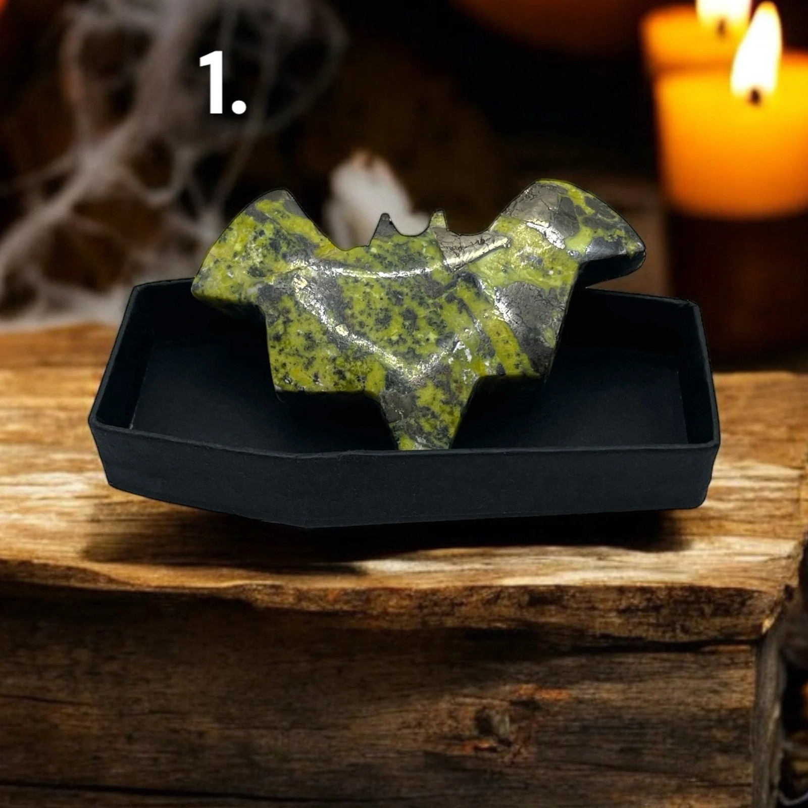 Serpentine Bat with Pyrite gallery