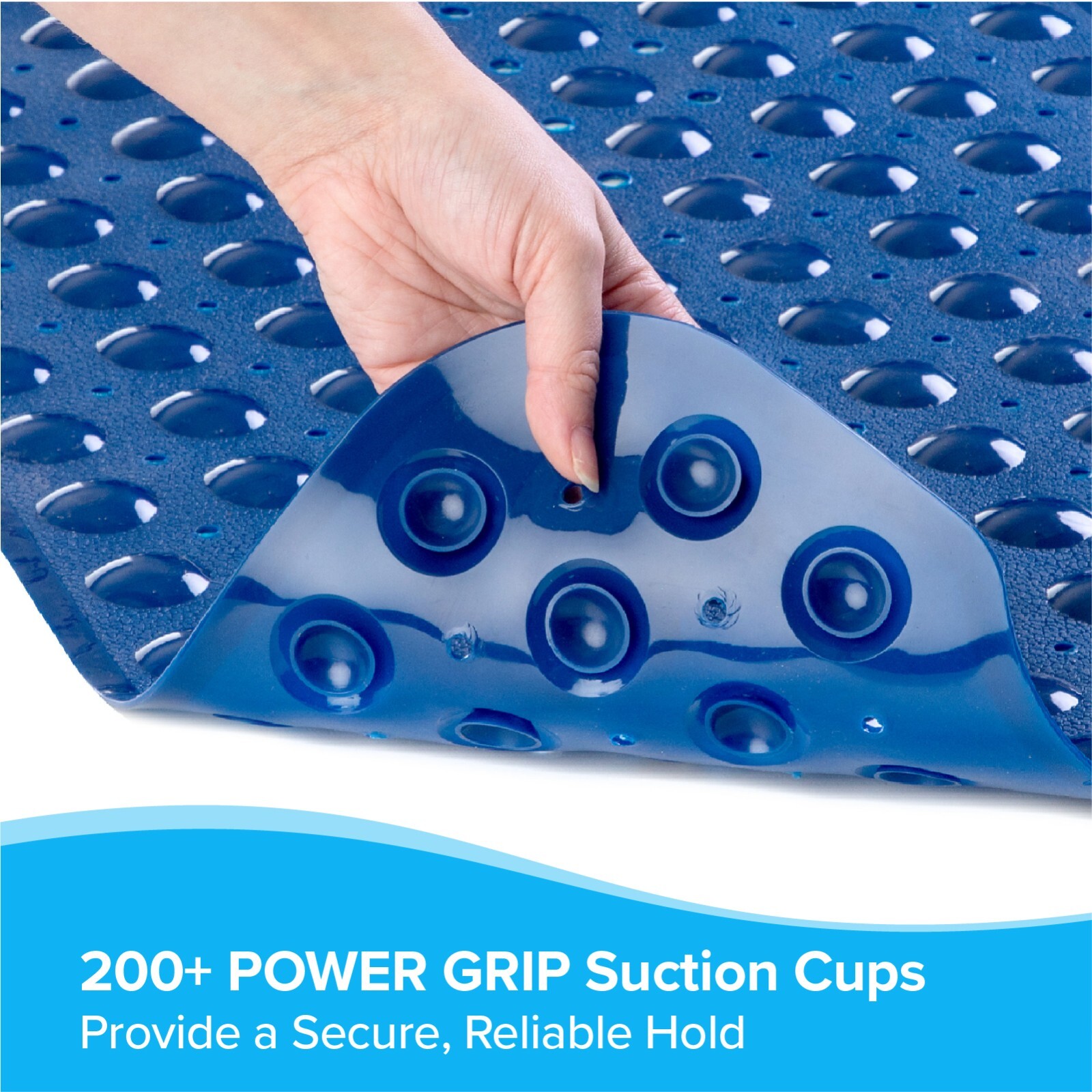 Navy Extra Long Bath Mat: 16"W x 39"L In-Tub Mat with Suction Cups gallery