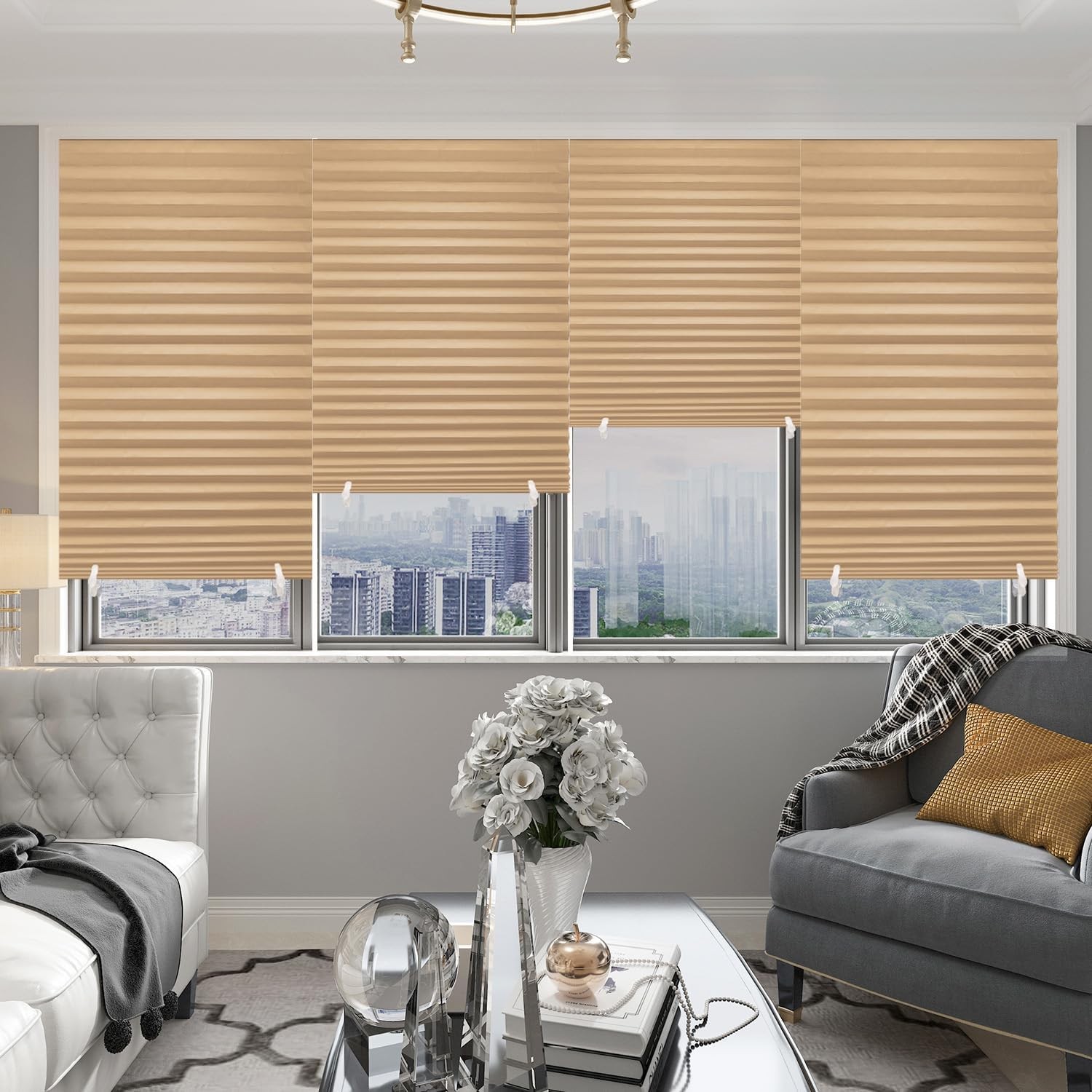 6 Pack Pleated Paper Blinds Adhesive Paper Shades No Tools No Drill gallery