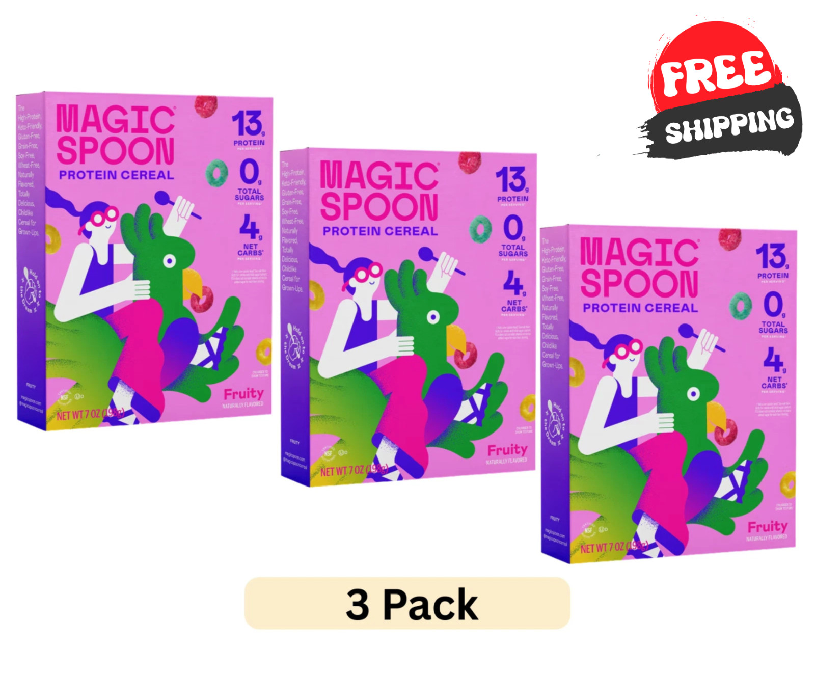 Magic Spoon Fruity Grain-Free Breakfast Cereal, 7 oz Box (3 PACK) FREE SHIPPING gallery