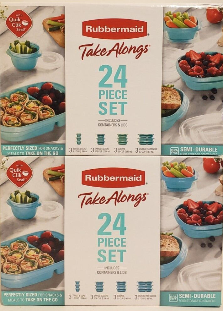 Rubbermaid Take Alongs Teal 24 Piece Set Lids And Containers 2 complete sets NEW gallery