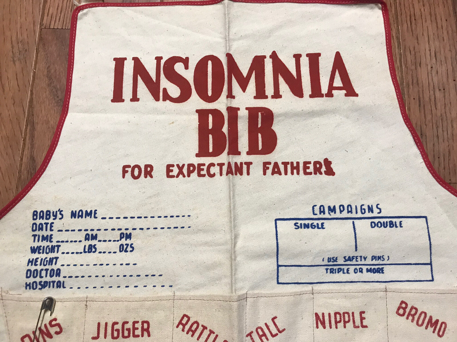 Vintage Insomnia Bib For Expectant Fathers Humorous Cotton Apron gallery