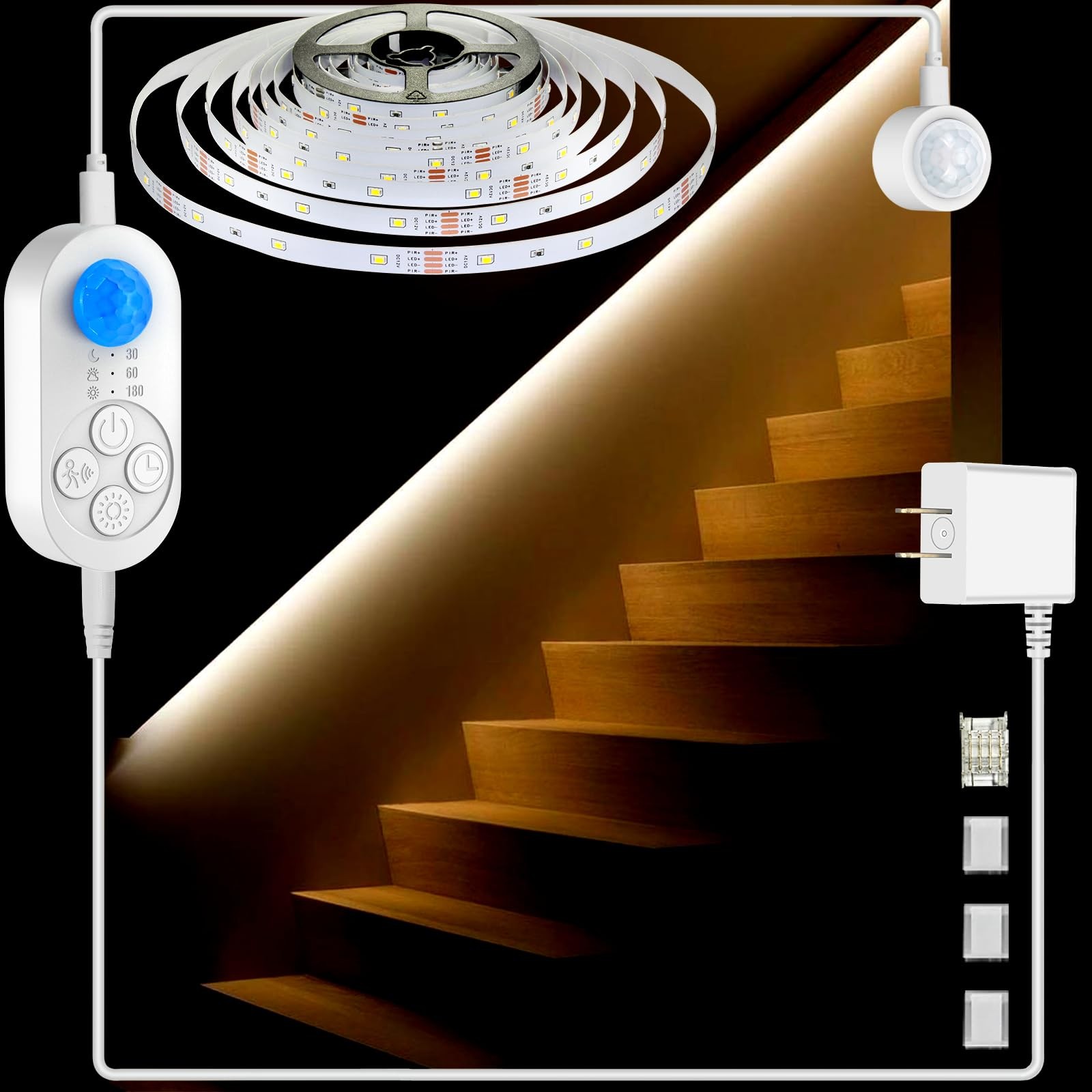 Dual Sensor Stair Light Strip, Double Motion Activated Sensor LED Strip Light... gallery