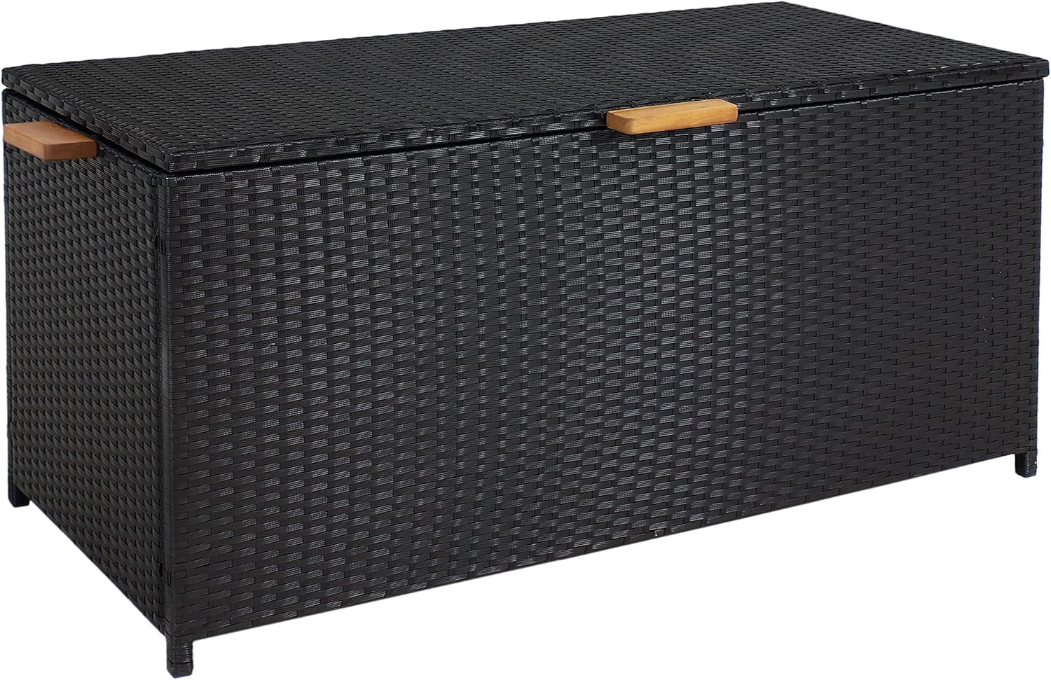 Sunnydaze Faux Wicker Storage Box - Outdoor Deck Box with Handles - 75-Gallon Fr gallery