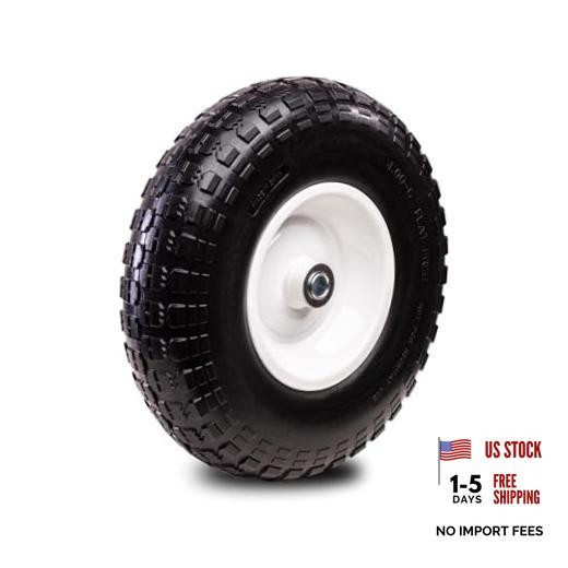 1 PC 13 Inch Solid Flat Free Replacement Tires and Wheels 4.00-6 with 5/8'' gallery