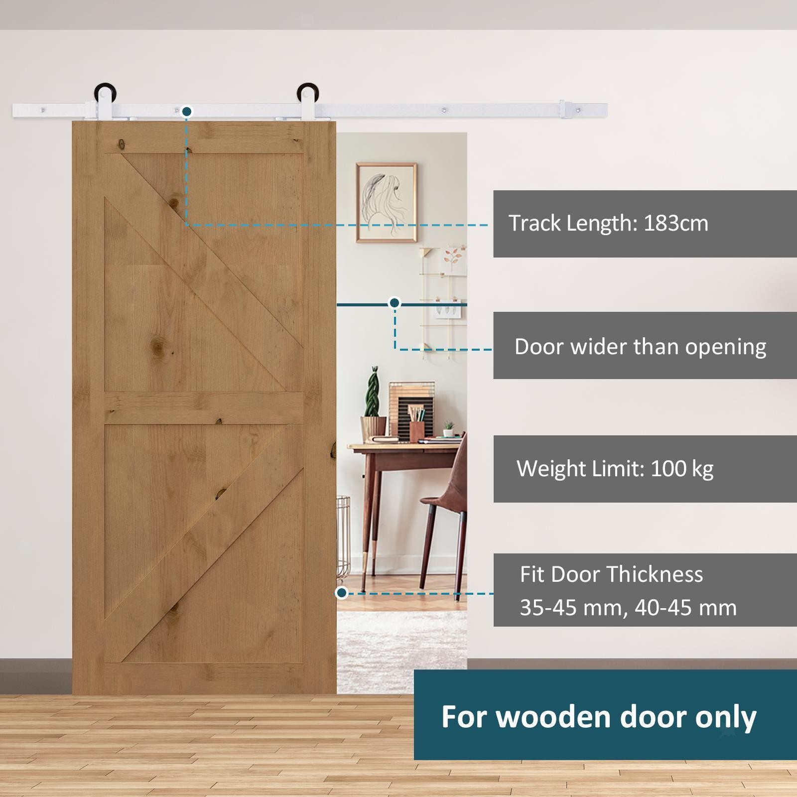 Interior Barn Door Hardware Kit Heavy Duty Sliding Rail System for Two Doors gallery