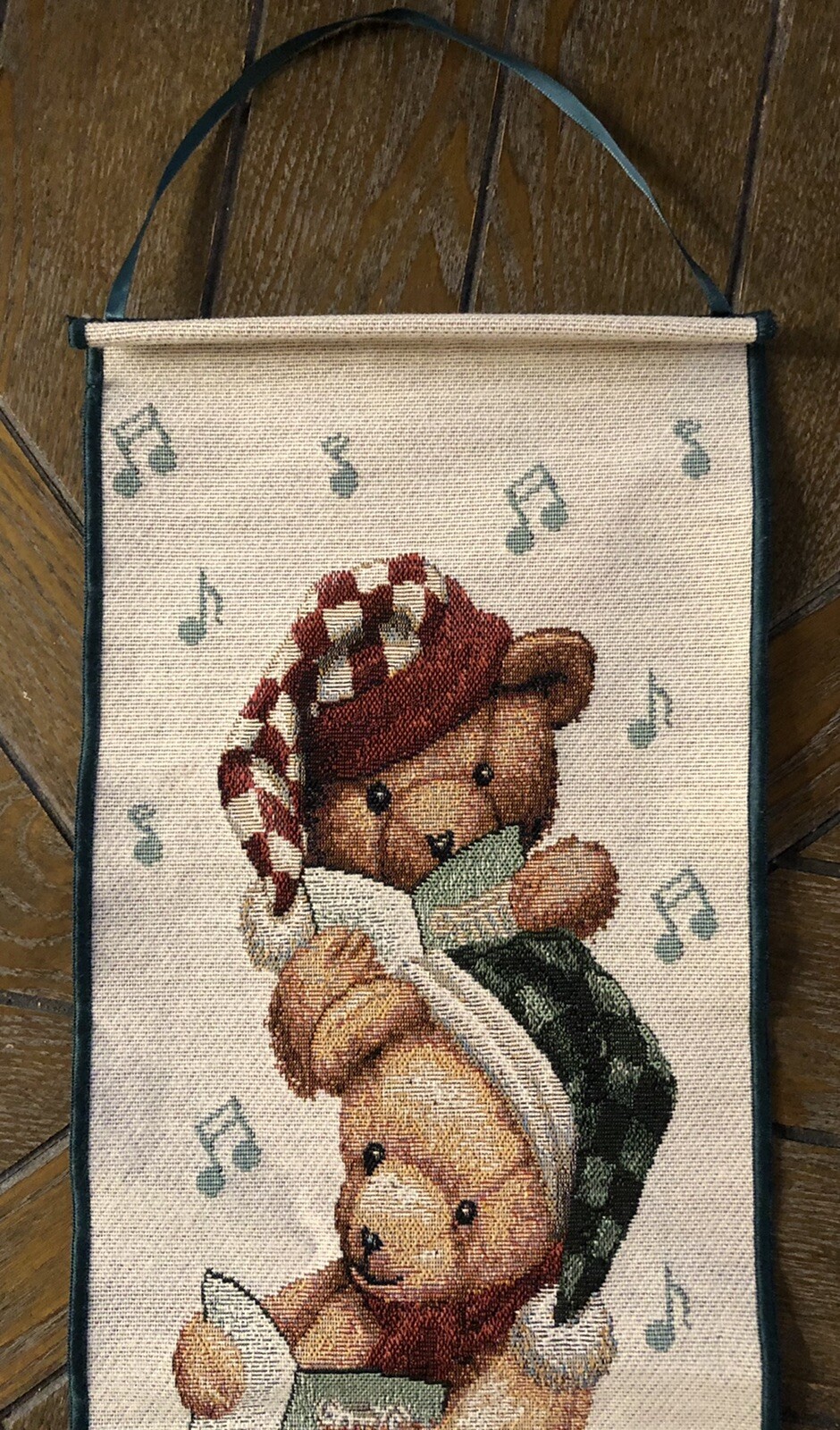 Vintage Hanging Tapestry Decor Caroling Bears American Greetings Christmas 34in gallery