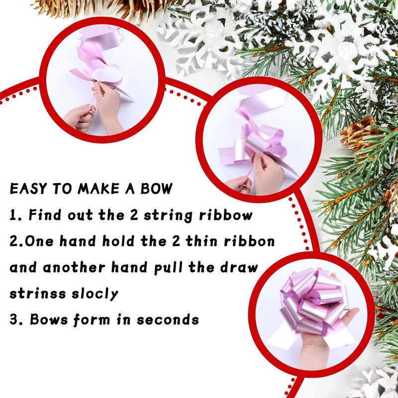 Pink Ribbon Gift Wrapping Large Pull Bows Assortment Fits 5 And 6 Inch 40 PCS gallery