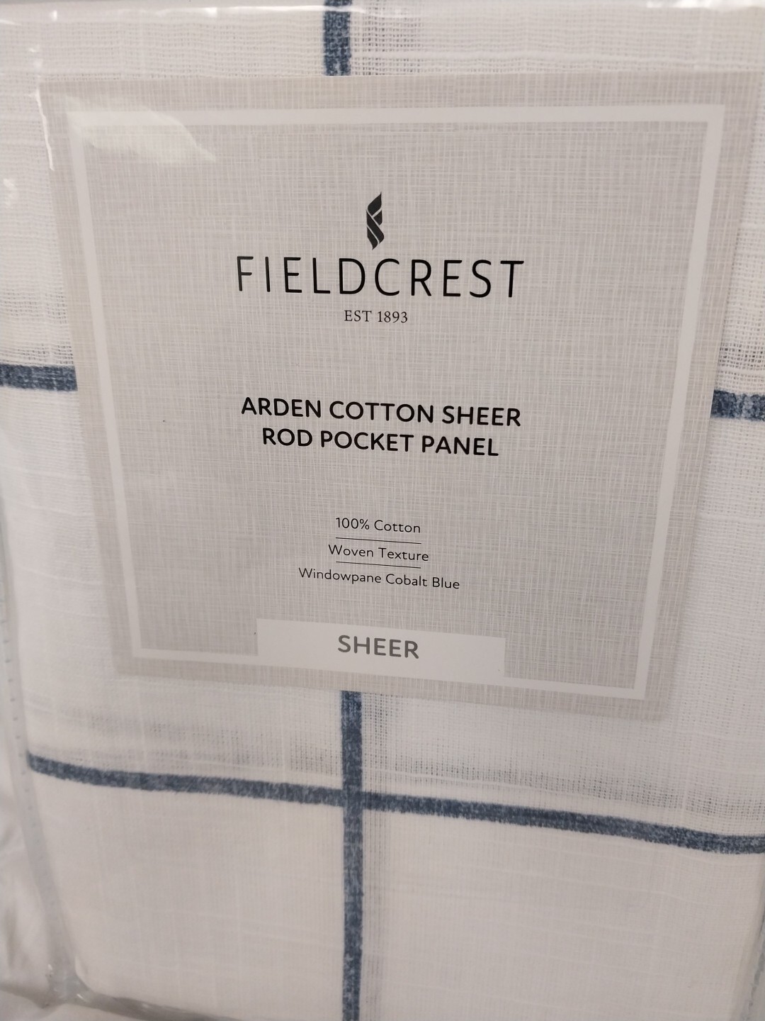 Fieldcrest Arden Sheer Rod Pocket Panel Curtain 100% Cotton 50in x 108in gallery