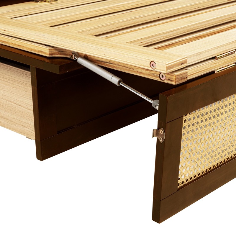 Murphy Wall Bed, Queen Pine Cabinet with Storage Drawer & Rattan Decor gallery
