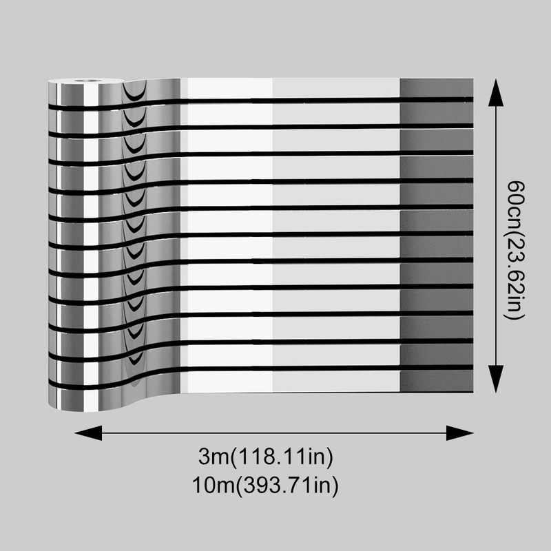 Self-Adhesive 3D Wall Decal-3D Grid Wallpaper, Silvery Mirror Stripes Wall Panel gallery