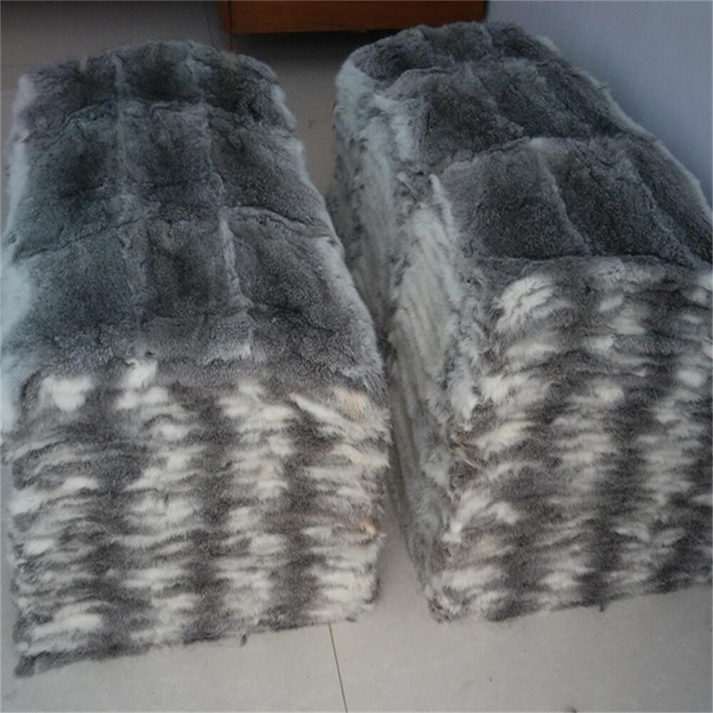 Genuine Natural Gray Rabbit FUR Throw Blanket Carpet Cosy Suitable Throw 22X44'' gallery