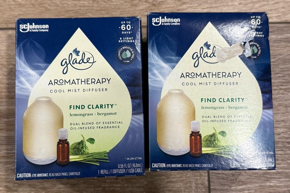 2 ( TWO ) Glade Aromatherapy Essential Oil Diffuser, Lemongrass & Bergamot