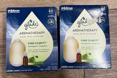 2 ( TWO ) Glade Aromatherapy Essential Oil Diffuser, Lemongrass & Bergamot