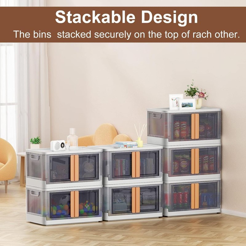 19 gallon Storage Bins Plastic Collapsible Closet Organizer Home Storage gallery