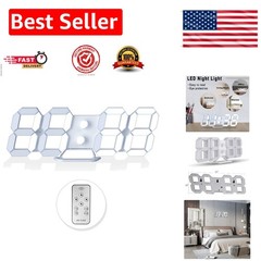 3D LED Digital Wall/Desk Clock with Remote Control – 9.7” Adjustable Brightness