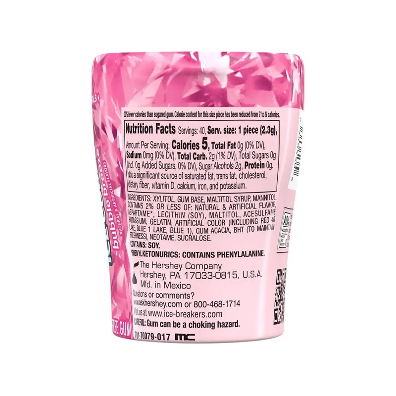Ice Breakers Ice Cubes Bubble Breeze Sugar Free Gum Xylitol 40 Count (Pack of 8) gallery